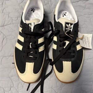 Adidas Black and Cream Classic Sneakers